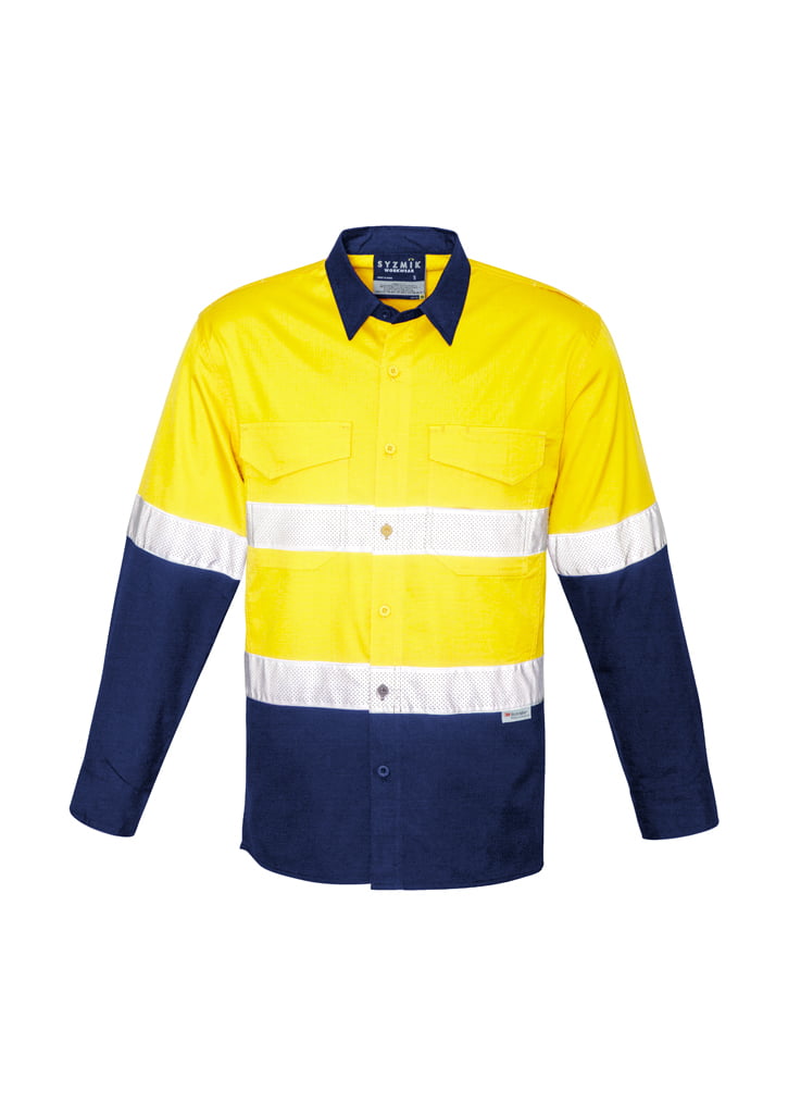 Syzmik ZW129 Men's Rugged Cooling Taped Hi-Vis Spliced L/S Shirt