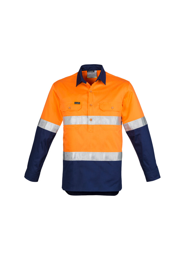 Syzmik ZW550 Men's Hi Vis Closed Front L/S Shirt - Hoop Taped