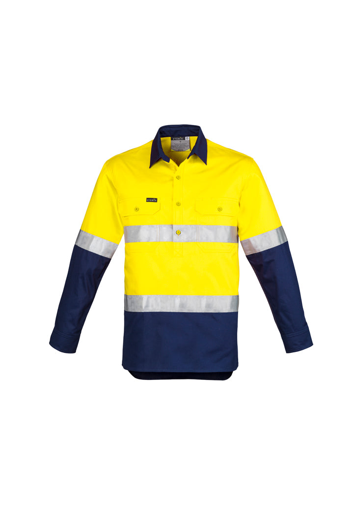 Syzmik ZW550 Men's Hi Vis Closed Front L/S Shirt - Hoop Taped