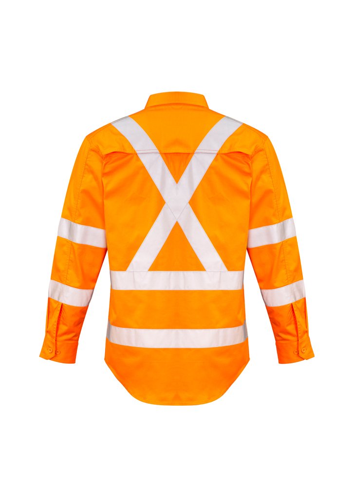 Syzmik ZW690 Men's Hi-Vis X Back Tape L/S Shirt-Orange