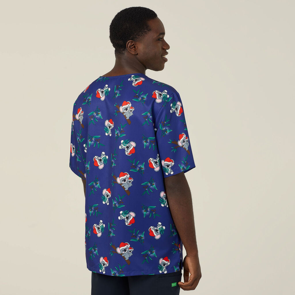 NNT CATRGA Santa Koala Print Scrub Top-Unisex