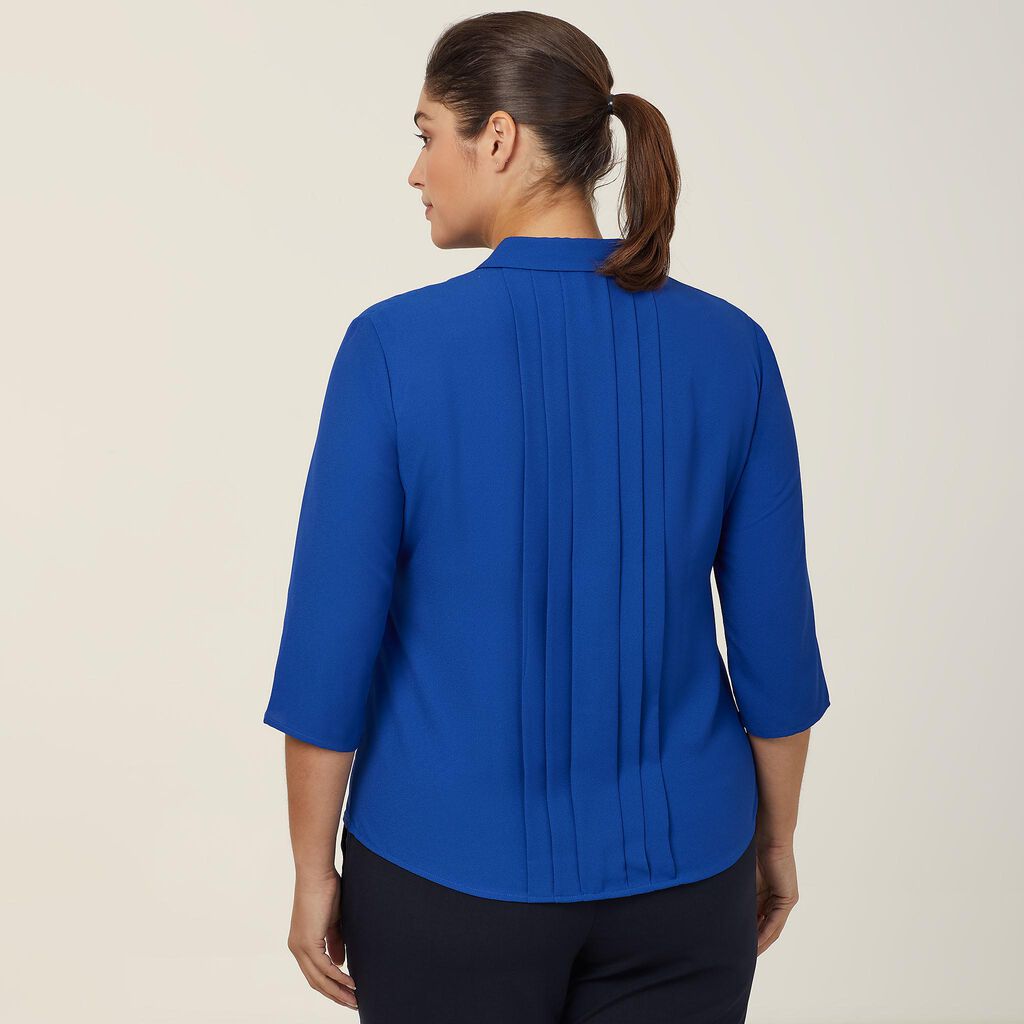 NNT CATUDK 3/4 Sleeve Pleat Detail Blouse Cobalt