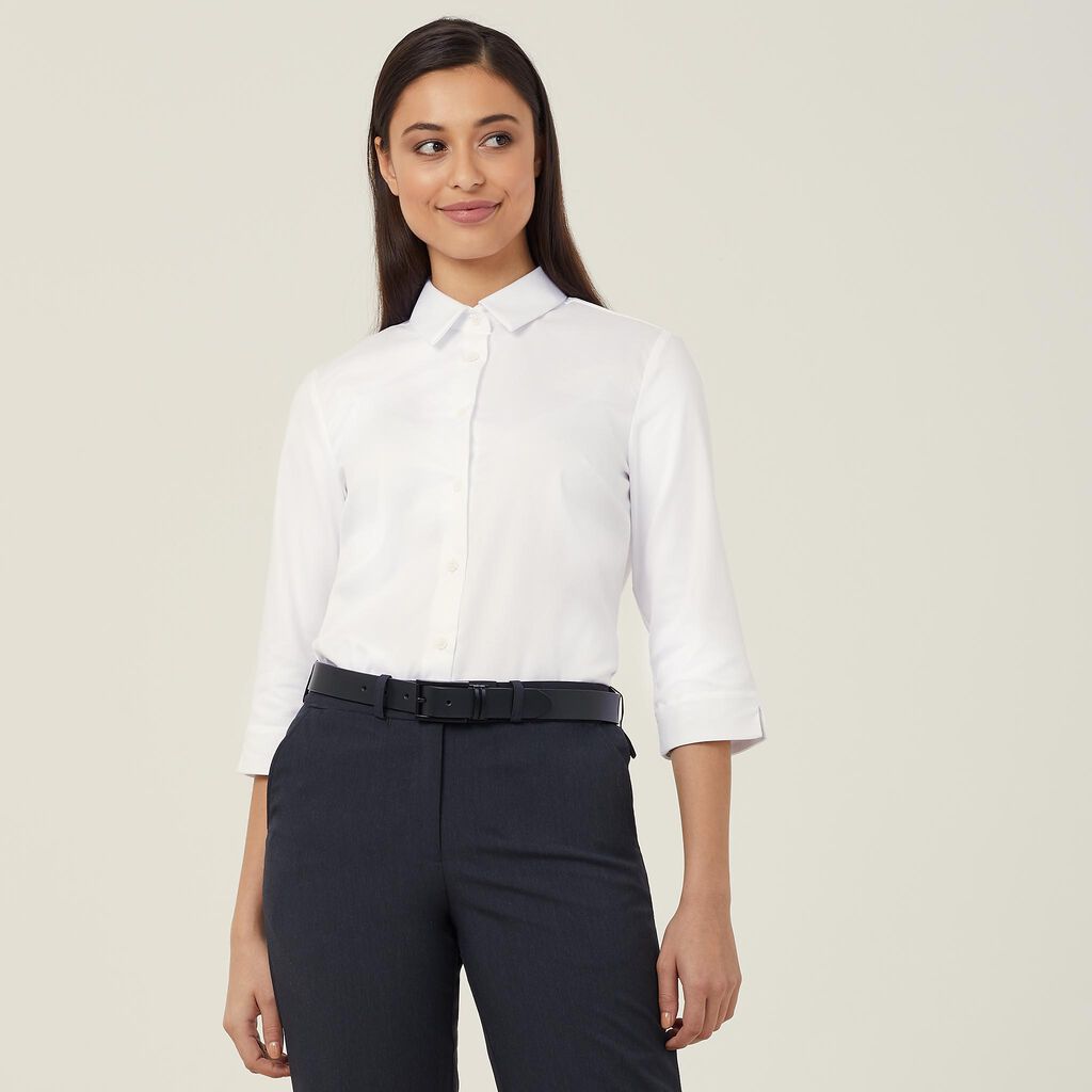 NNT CATUFP Stretch Twill 3/4 Sleeve Shirt-White