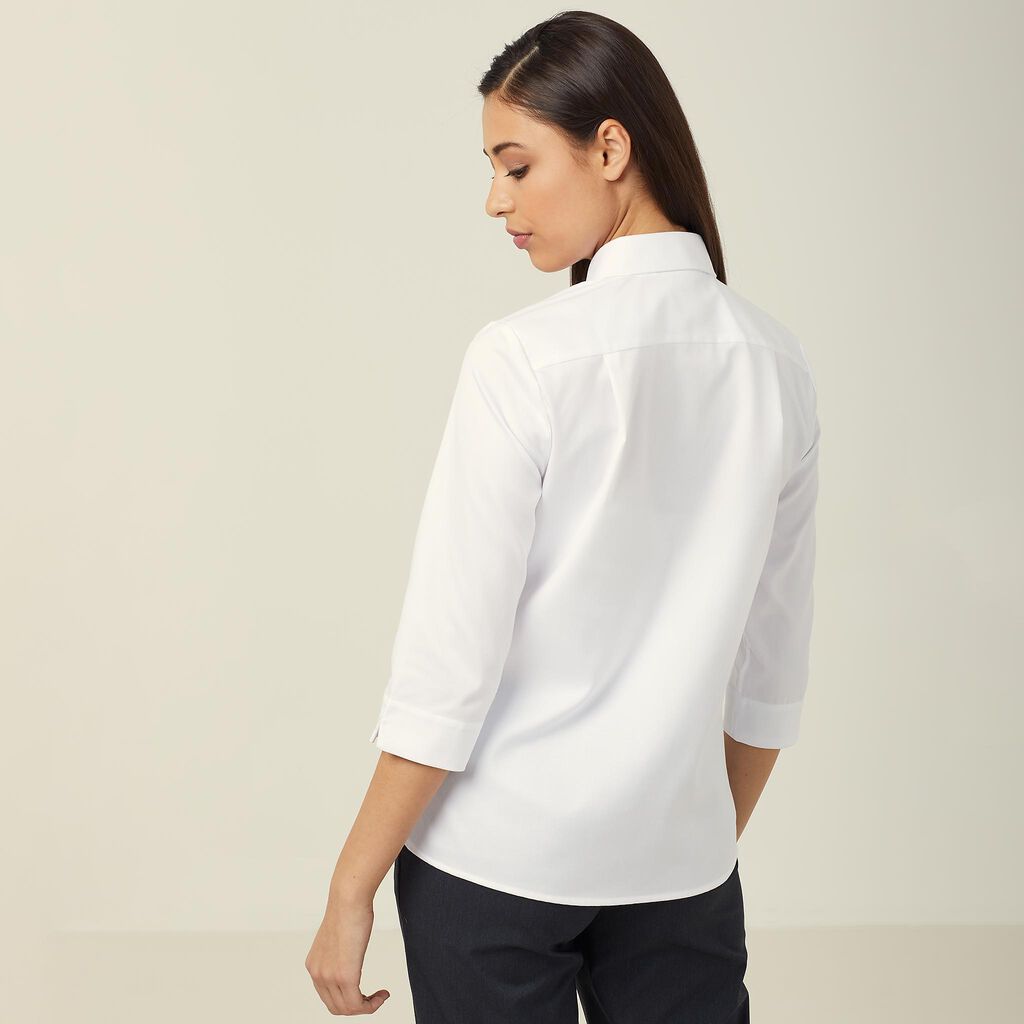 NNT CATUFP Stretch Twill 3/4 Sleeve Shirt-White