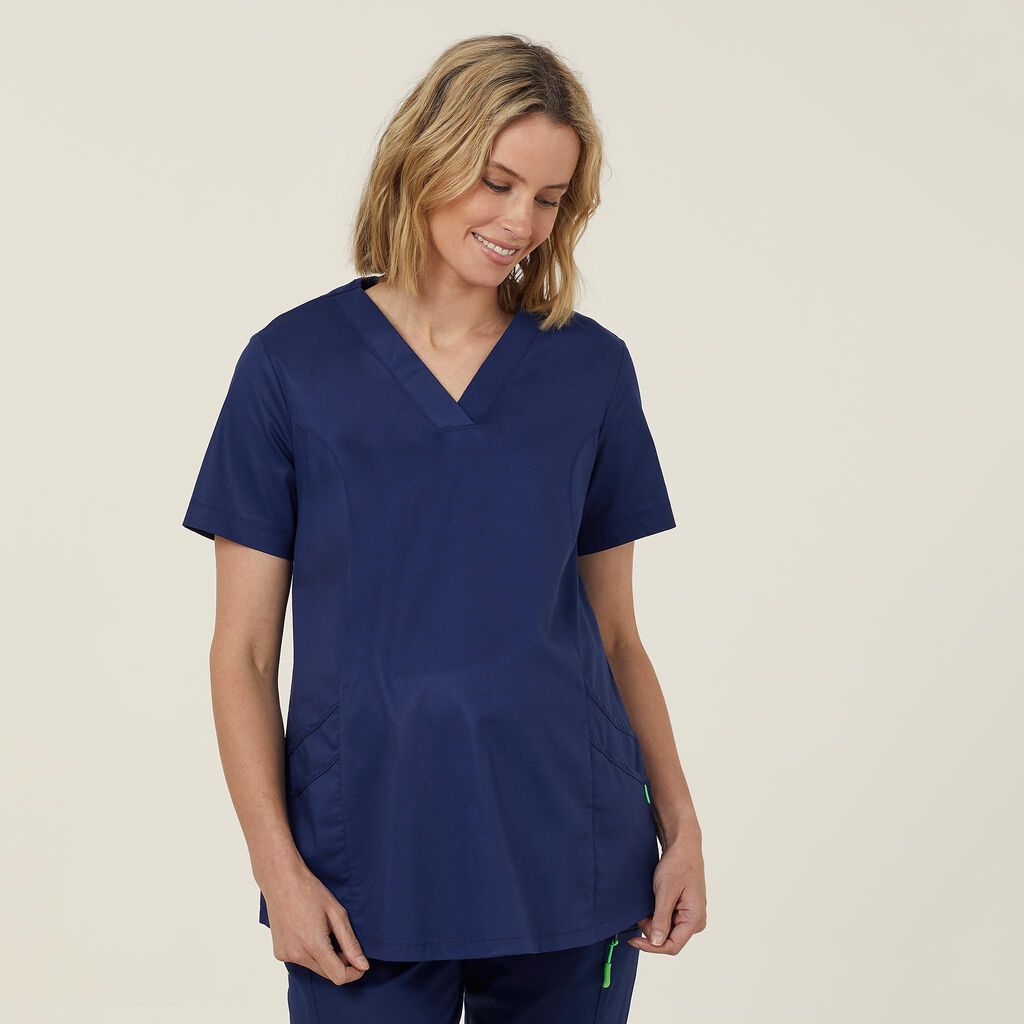 NNT CATUG3 Maternity V Neck Scrub Top Navy