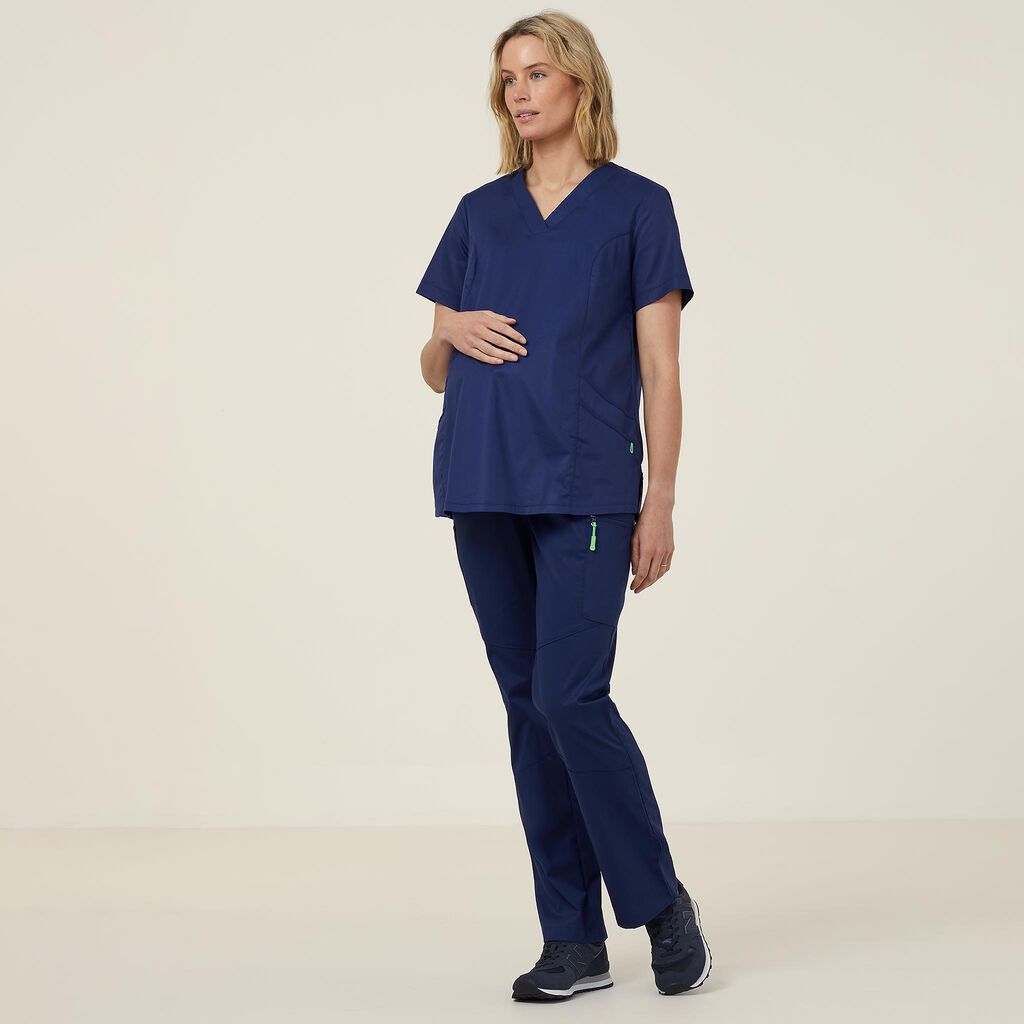 NNT CATUG3 Maternity V Neck Scrub Top Navy