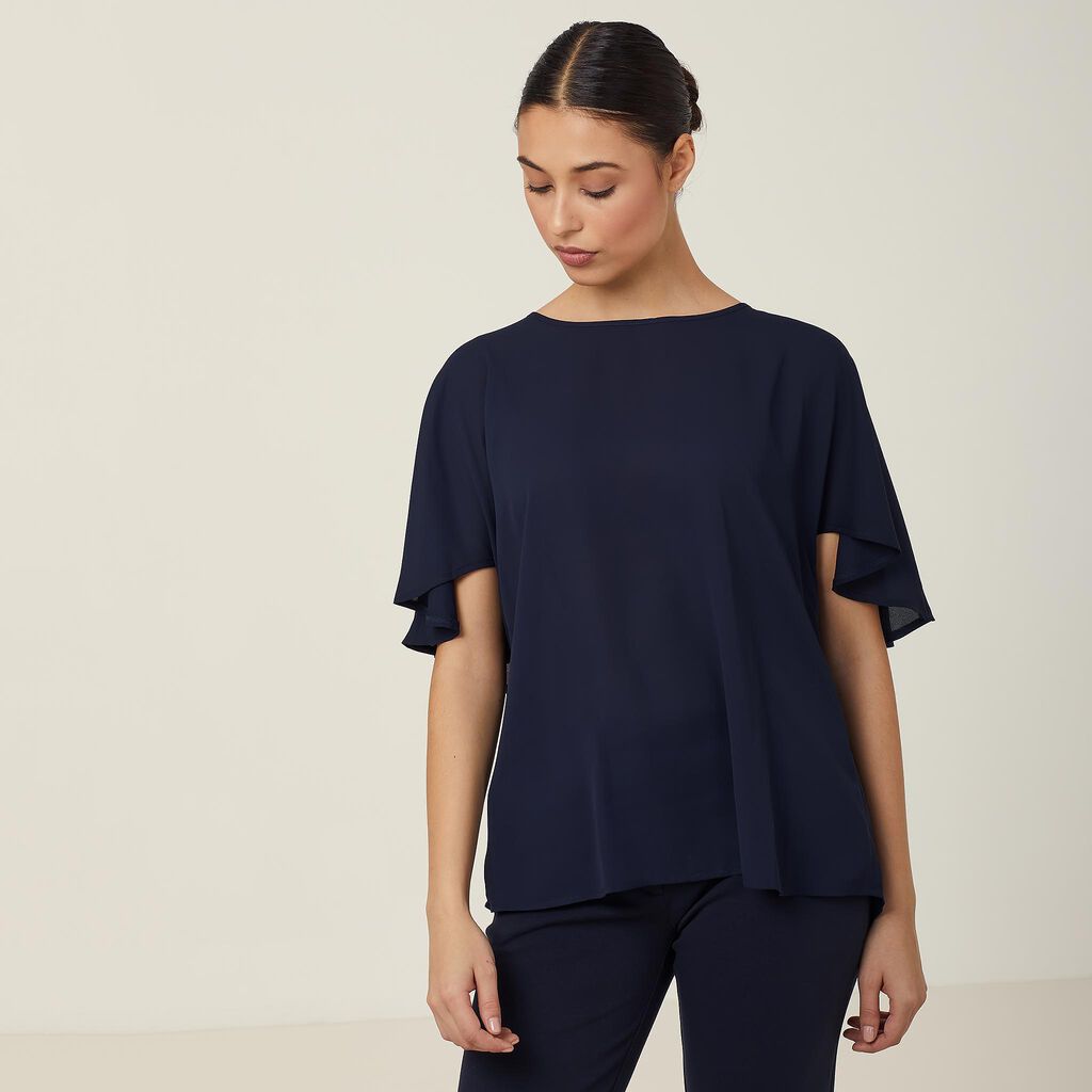 NNT CATUKD Georgie Cape Blouse Navy