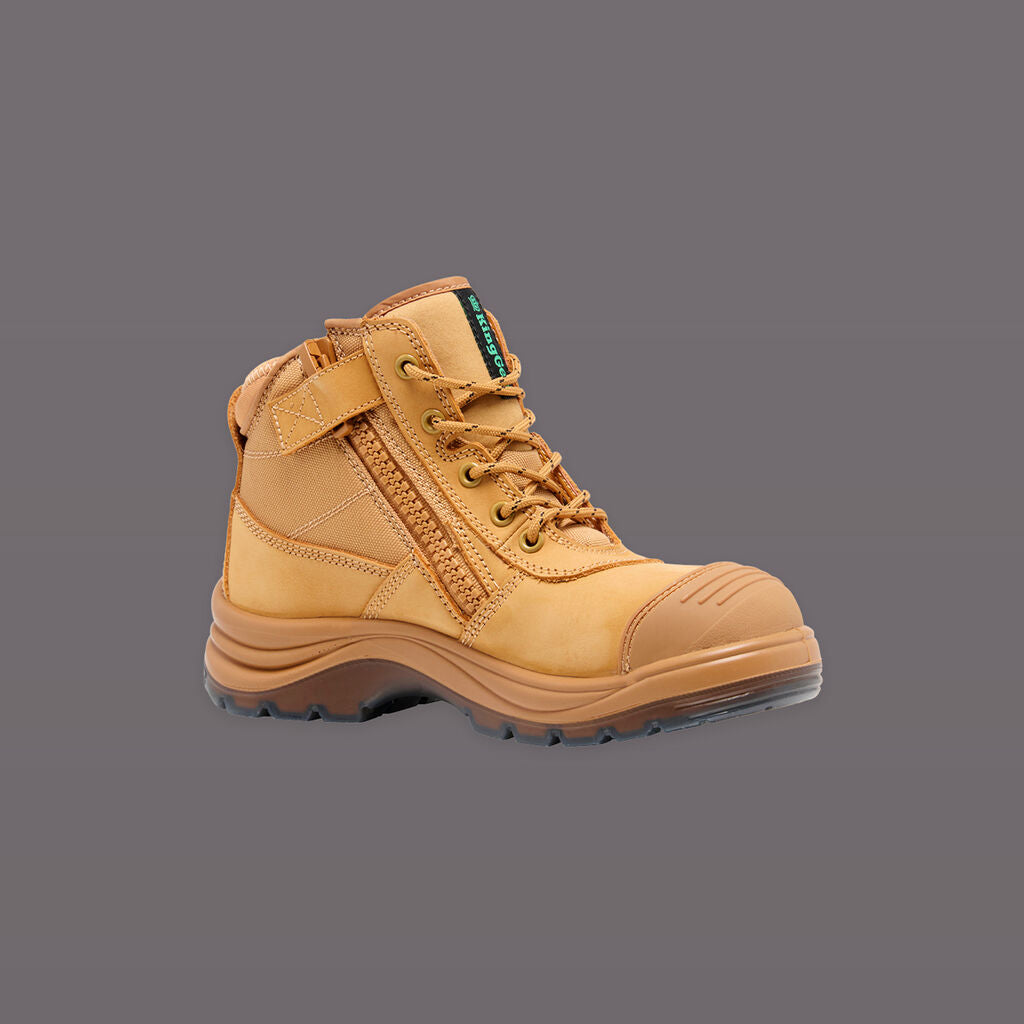 KingGee K26491 Women’s Tradie 5 Safety Boots-Wheat