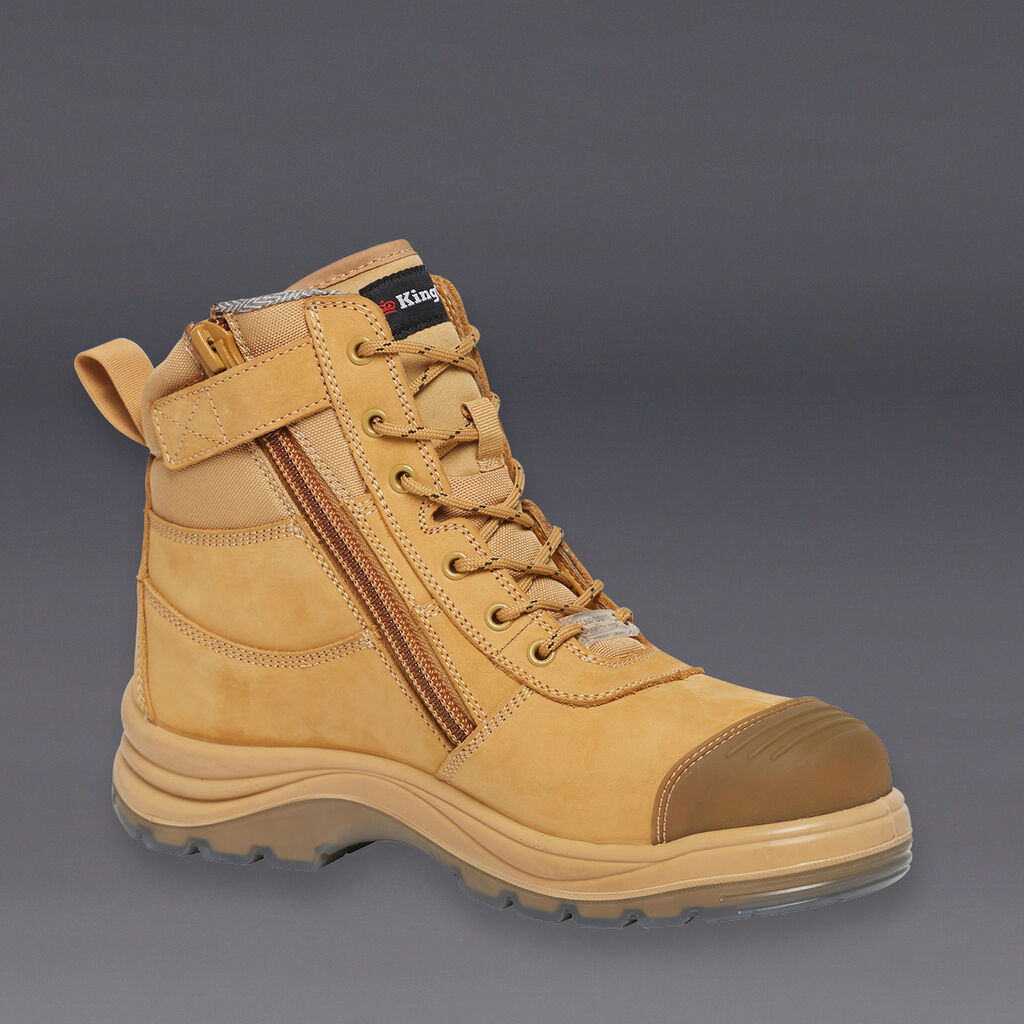 KingGee K27105 Tradie 6cz Eh 130mm Side Zip Safety Boot- Wheat