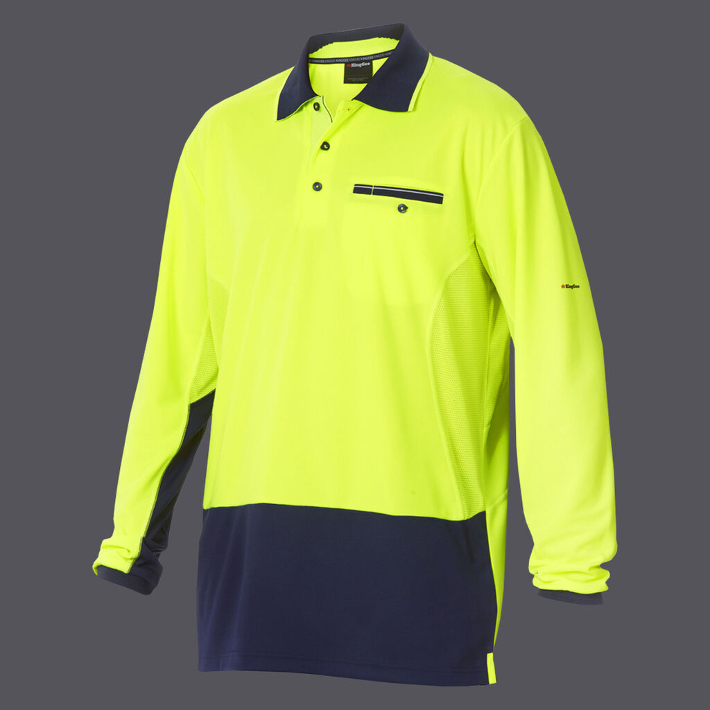 KingGee K54840 Workcool Hi-vis Spliced Polo L/S