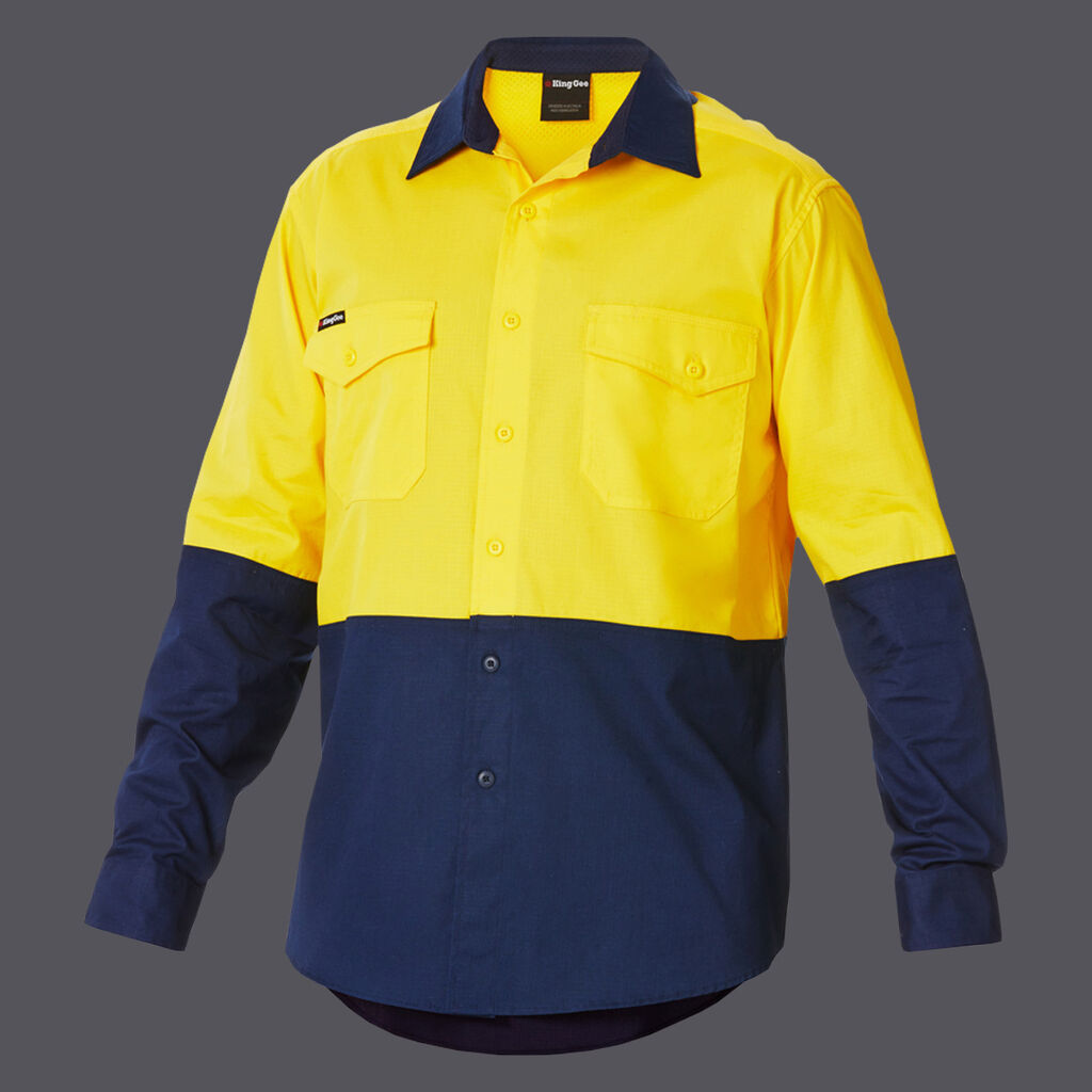 KingGee K54870 Workcool 2 Hi-vis Reflective Spliced Shirt L/S