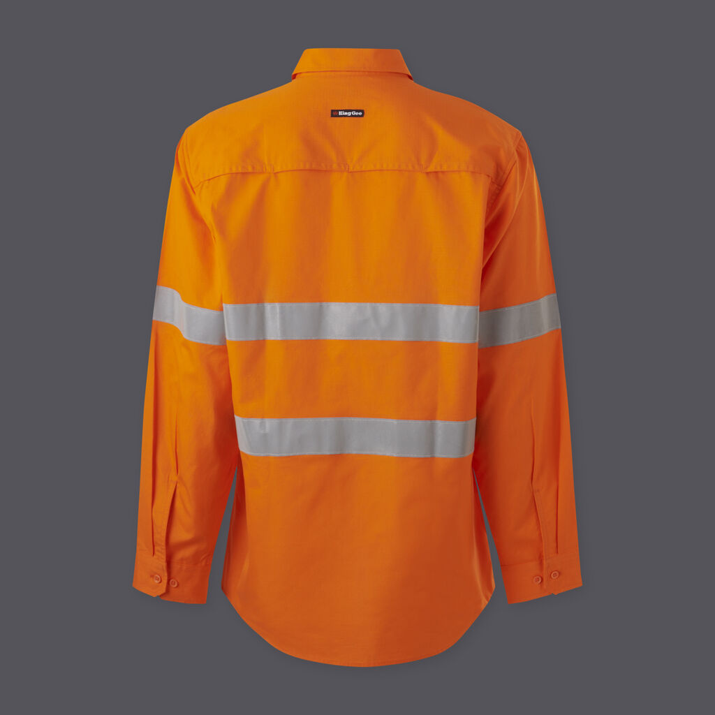 KingGee K54916 Workcool Vented Closed Front Shirt Taped Long Sleeve-Orange
