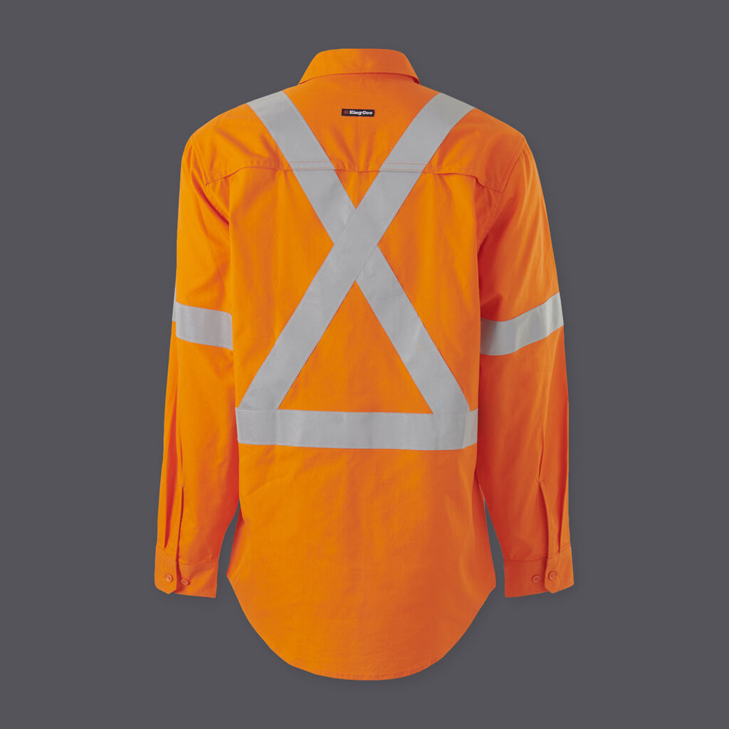 KingGee K54917 Workcool Vented X Back Shirt Long Sleeve-Orange