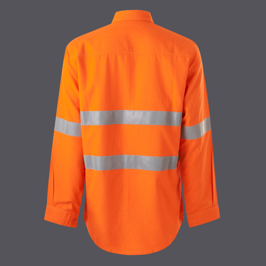 KingGee K84003 Ladies Shieldtec Lenzing Fr Hi-vis Spliced Open Front Taped Shirt-Orange