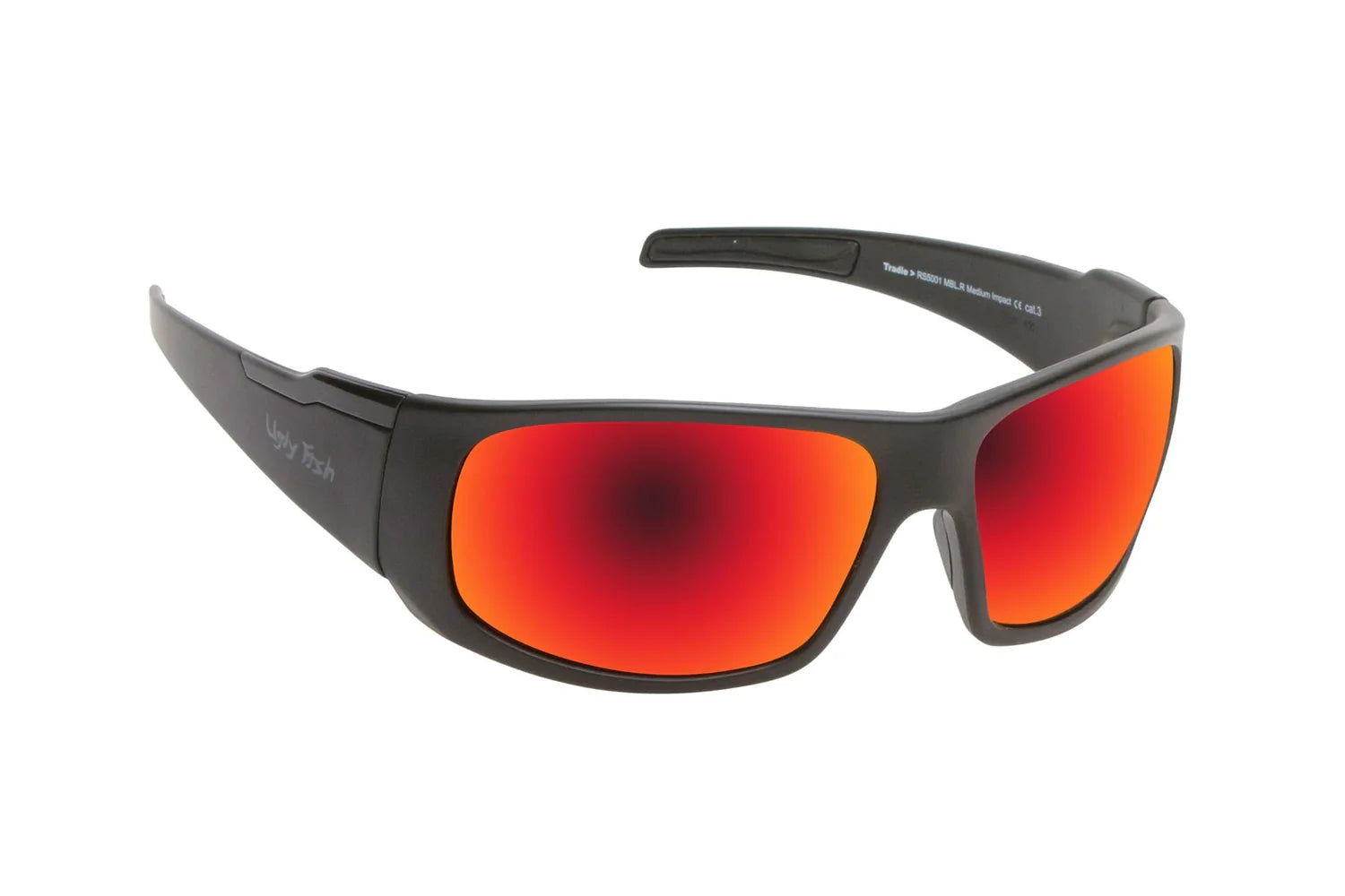 Ugly Fish RS5001 MBL.R Tradie Safety Sunglasses- Matt Black Frame/Red Revo Lens