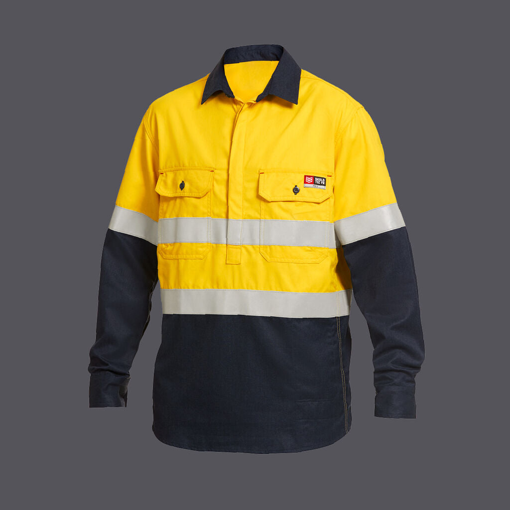 KingGee Y04550 Shield Tec Fr Hi-vis 2 Tone Closed Front Taped Shirt