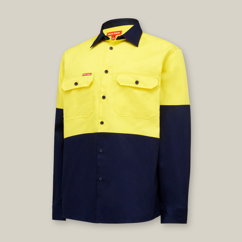 Hard Yakka Y04605 Core Hi-vis Long Sleeve Heavyweight Cotton Drill Shirt