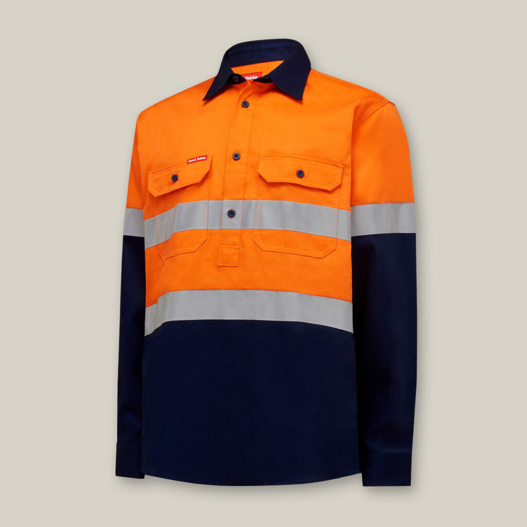 Hard Yakka Y04615 Core Hi-vis Long Sleeve Heavyweight Closed Front Taped Shirt