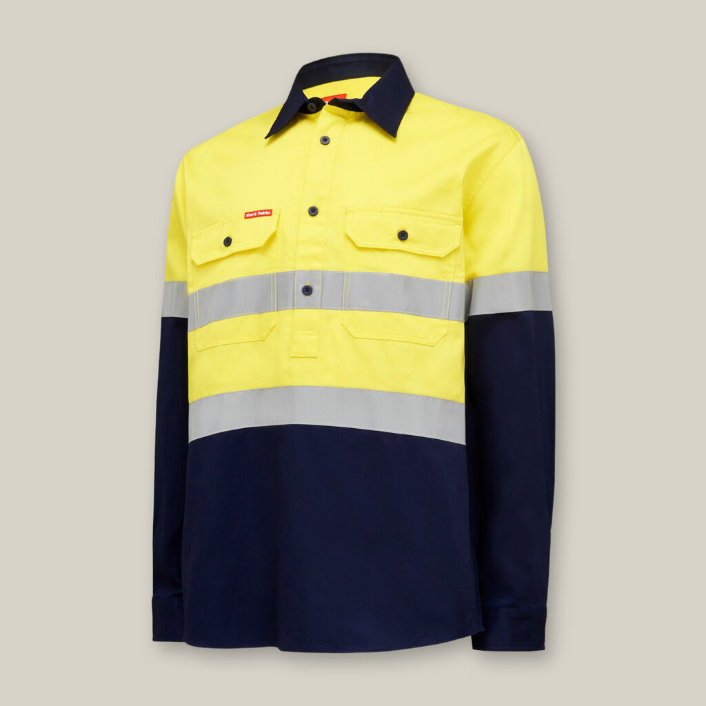 Hard Yakka Y04615 Core Hi-vis Long Sleeve Heavyweight Closed Front Taped Shirt