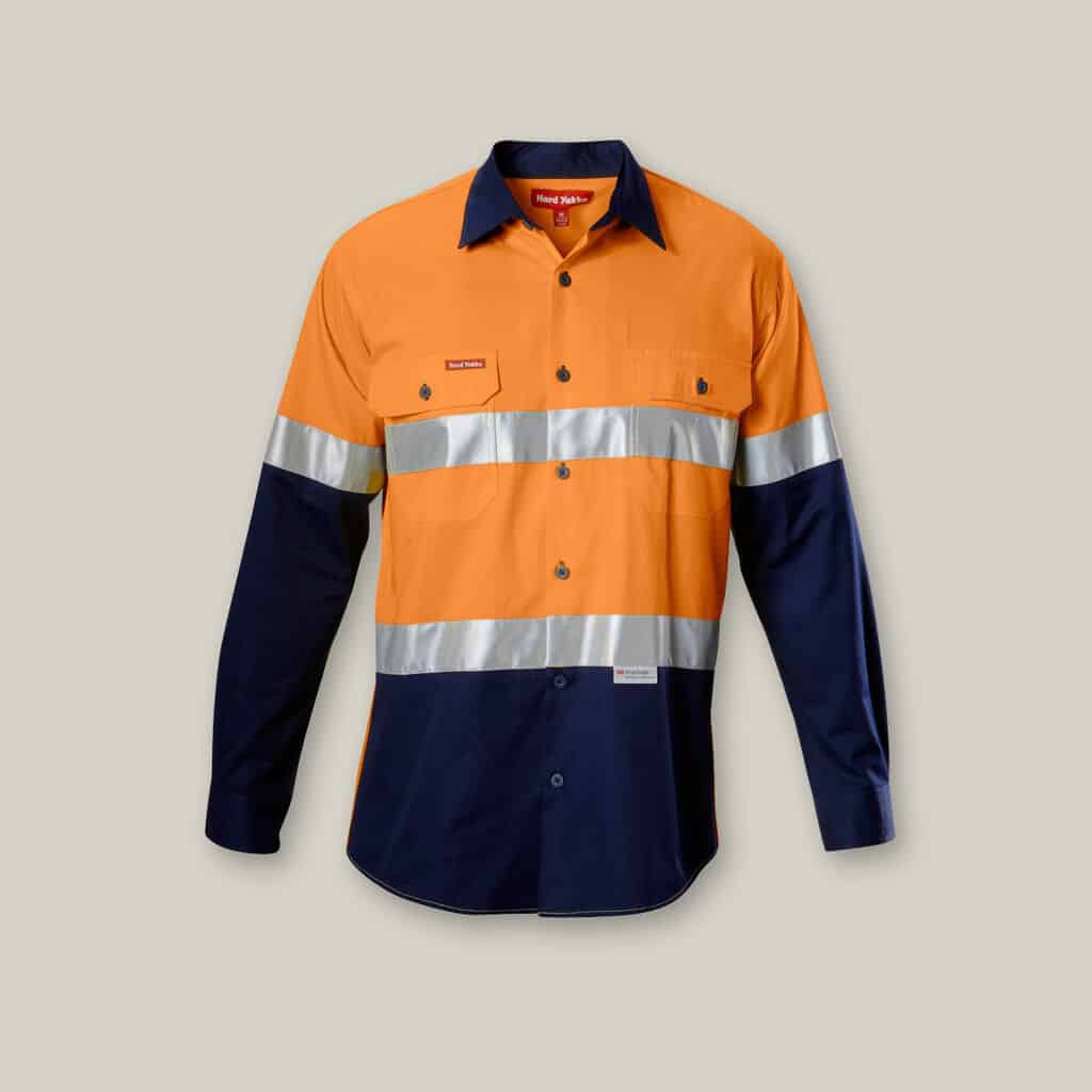 Hard Yakka Y07978 Koolgear Hi-vis 2 Tone Vented Taped Long Sleeve Cotton Shirt