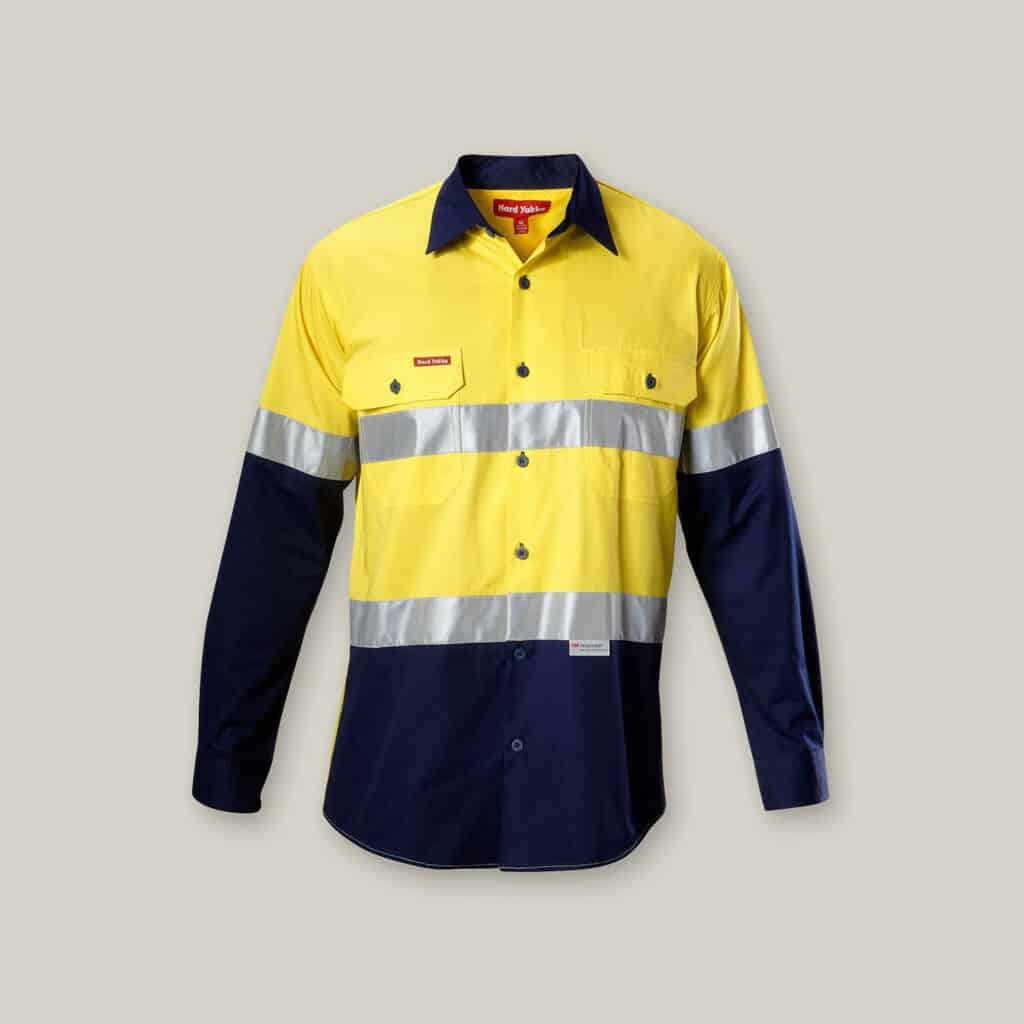 Hard Yakka Y07978 Koolgear Hi-vis 2 Tone Vented Taped Long Sleeve Cotton Shirt