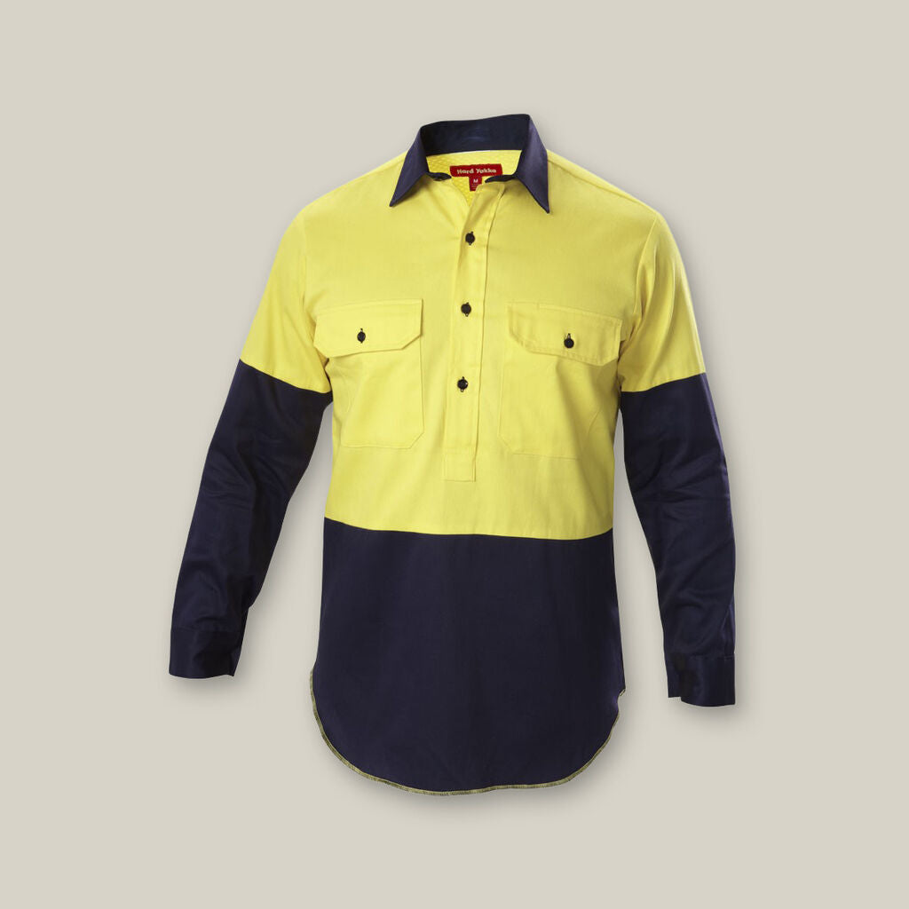 Hard Yakka Y07984 Hi-vis Cotton Drill Closed Front L/S Shirt