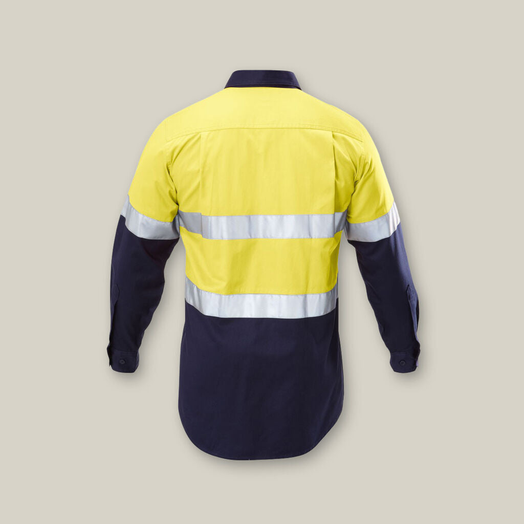 Hard Yakka Y07990 Hi-vis 2 Tone Long Sleeve Taped Cotton Drill Shirt