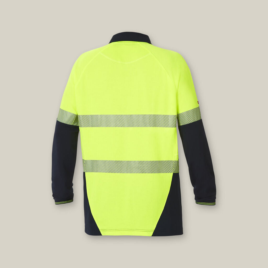 Hard Yakka Y11379 Koolgear Hi-visibility Two Tone Long Sleeve Ventilated Polo With Segmented Tape