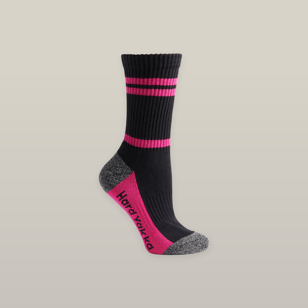 Hard Yakka Y20120 Women’s Crew 3 Pack Work Socks Size-3-8